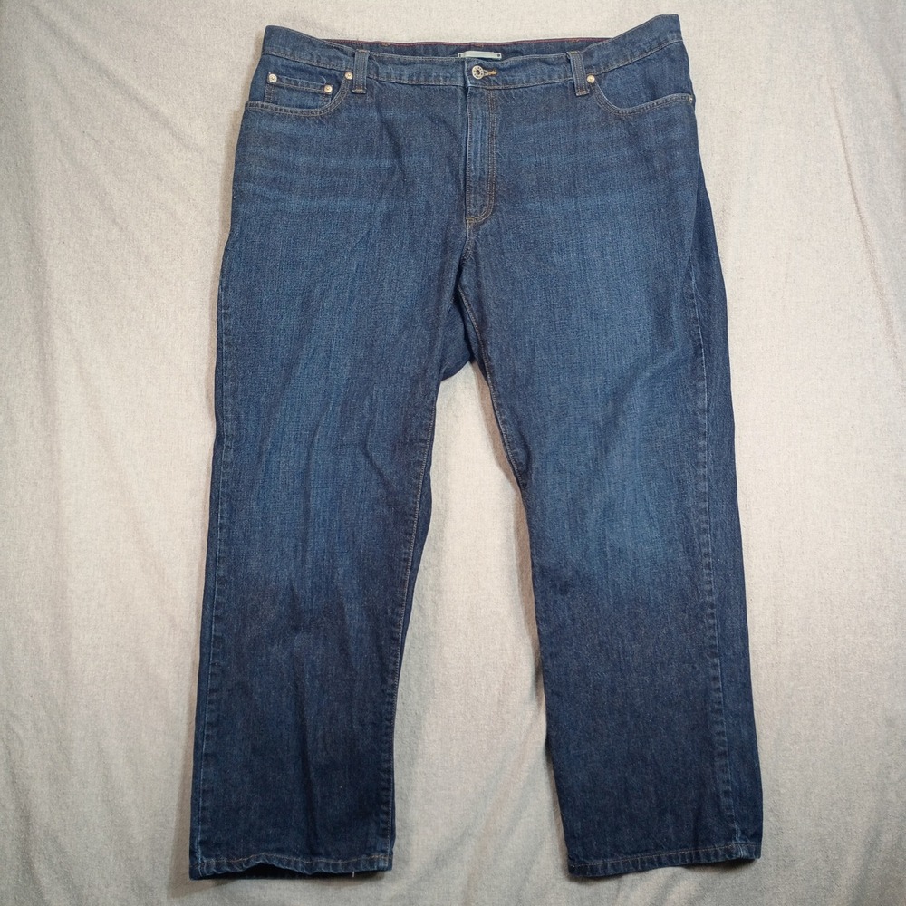 LL Bean Jeans Mens 44x30 Dark Wash 1912 Quality Denim Straight Leg Blue Workwear